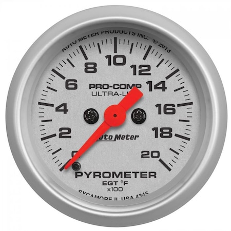 Auto Meter 2IN E.G.T. KIT, 0-2000F, FSE, ULTRA-LITE 4345